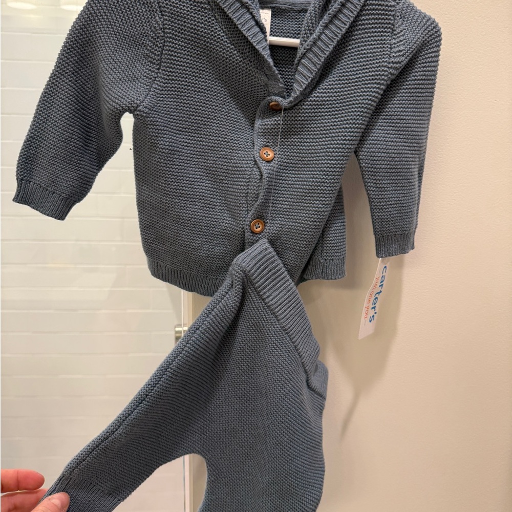 Carter's Slate Blue Knit Hoodie Matching Set